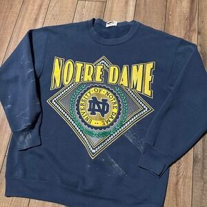 Vintage Notre Dame Crewneck‎ Sweatshirt Men's Large Nutmeg Made In USA
